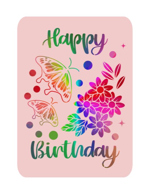 Birthday Card Cover with Flowers & Butterflies A5 Papercut
